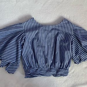 Japna blue and White stripped blouse with back tie